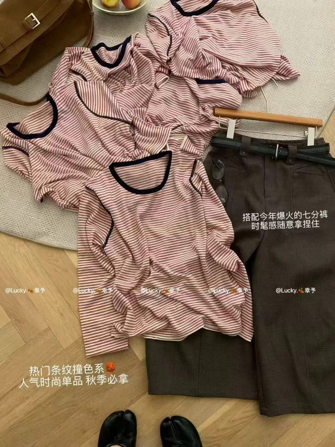细条纹针织衫,玲珑STUDIO博山实体店新款