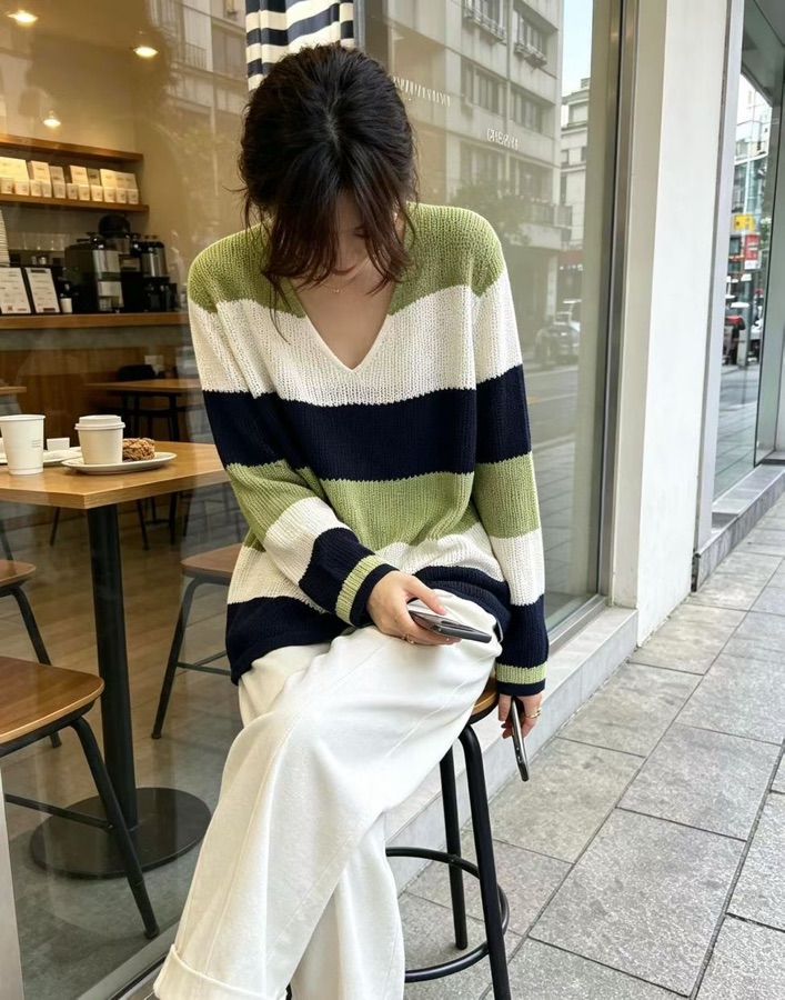 宽条针织衫,玲珑STUDIO博山实体店新款